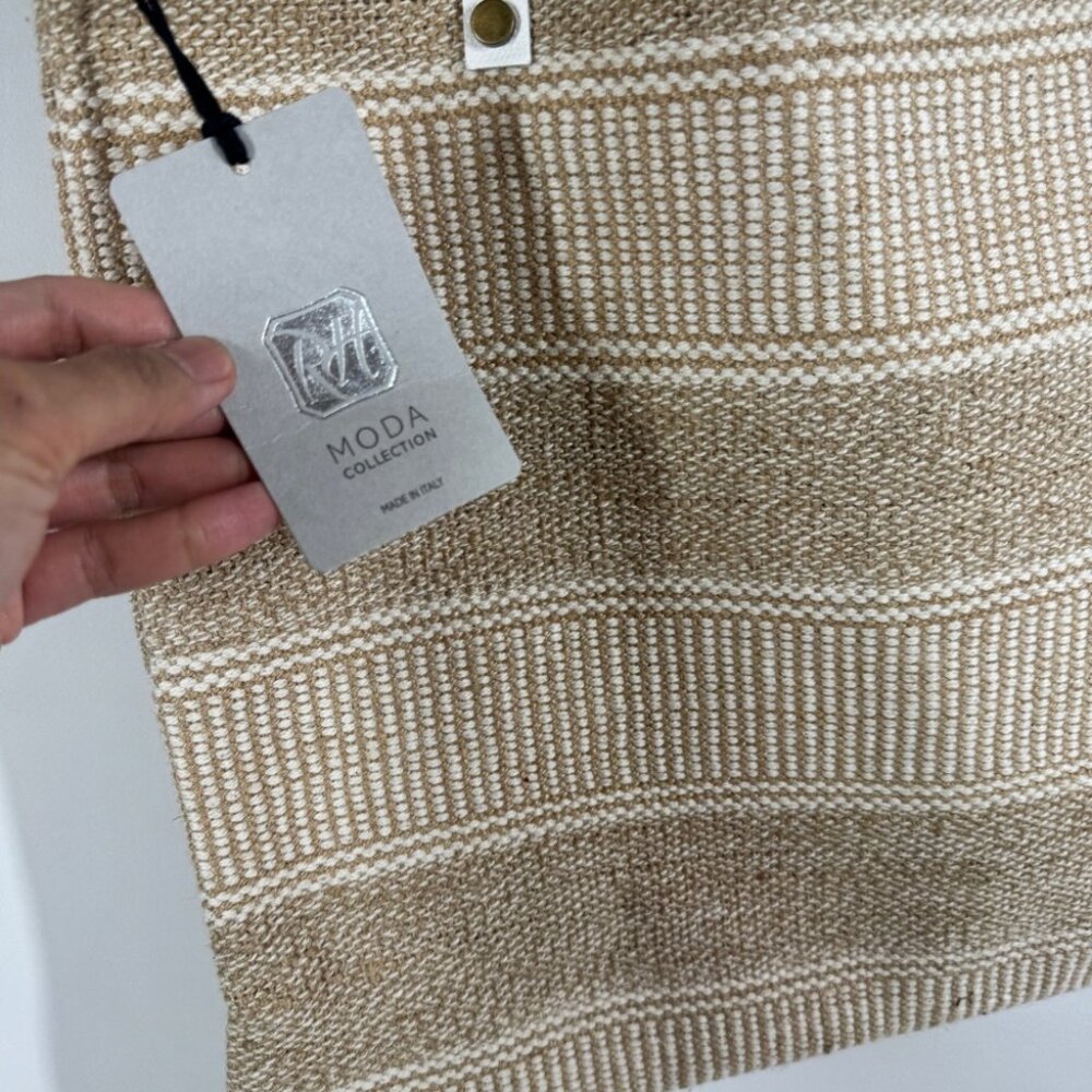 Summer Boho Woven Straw Raffia Bag Stylish Tan and White Tote Bag Stripe Beach - Picture 10 of 15